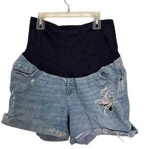 Old Navy Maternity distressed ripped denim jean Shorts With comfort waistband